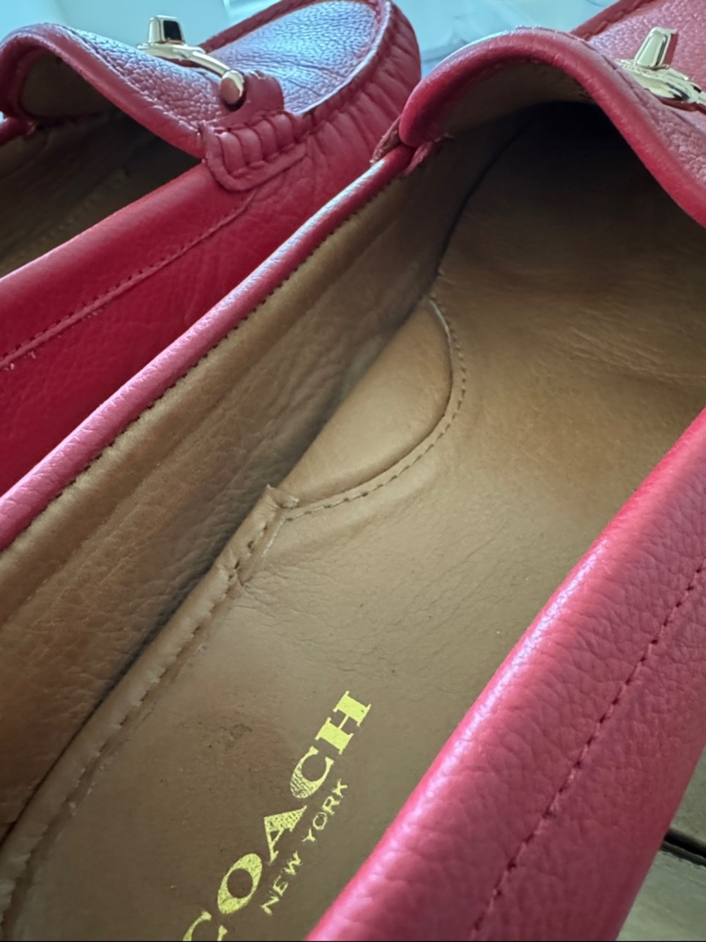 Coach Pink Leather Horsebit Loafers - Picture 4 of 5